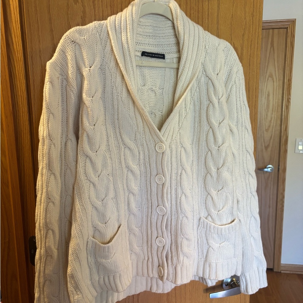 NWOT Brandy Melville Cream Autumn Wool Cable Knit Cardigan